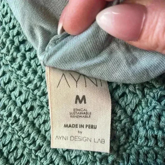 NEW AYNI Tarania Crochet Lined Open Stitch Fringe Skirt Mint Green Size Medium - Picture 8 of 10